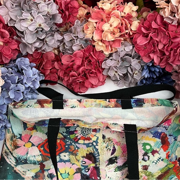 Eco-Friendly Colorful Flower Bald Eagle Folding Tote Bag - Picture 12 of 15